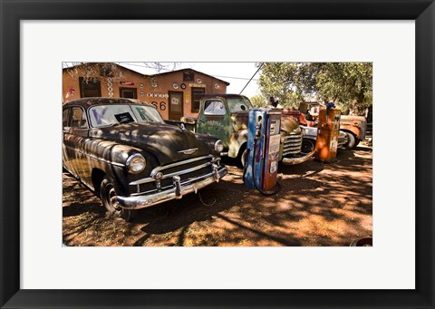 Framed Old Cars Trucks Route 66 Print