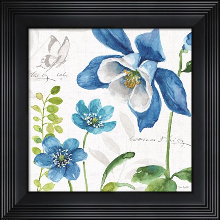 Framed Blue and Green Garden III Print