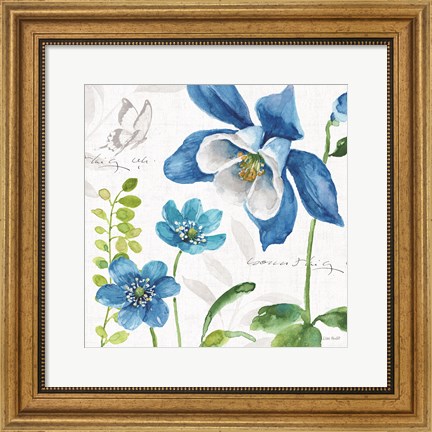 Framed Blue and Green Garden III Print