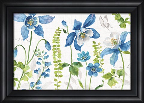 Framed Blue and Green Garden I Print