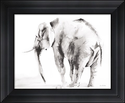 Framed Lone Elephant Gray Crop Print
