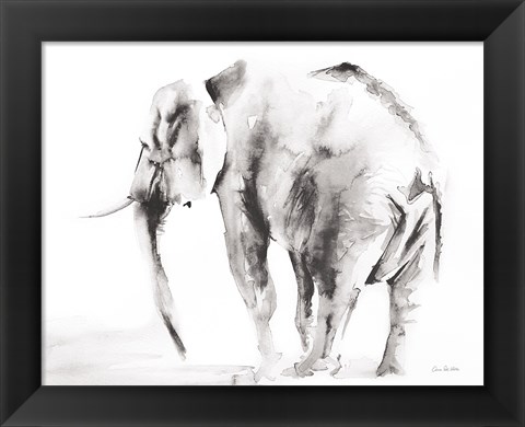 Framed Lone Elephant Gray Crop Print