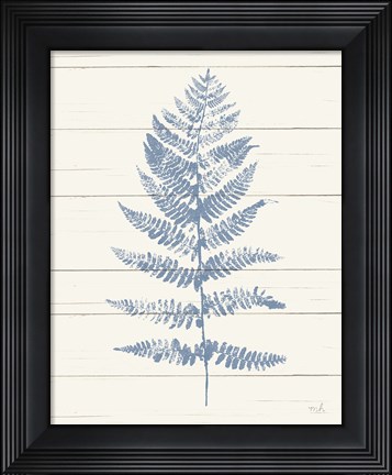 Framed Fern Print II Blue Crop Print