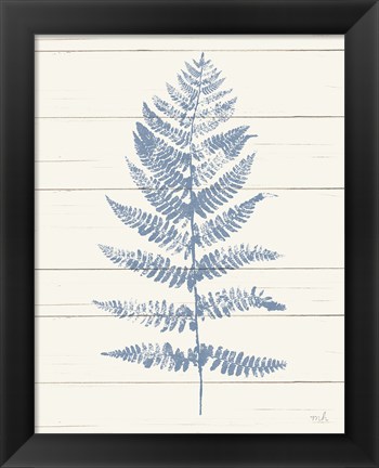 Framed Fern Print II Blue Crop Print