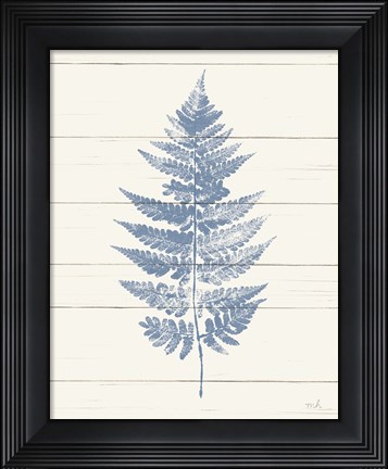 Framed Fern Print I Blue Crop Print