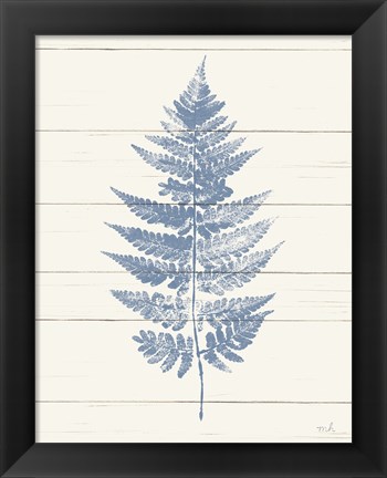 Framed Fern Print I Blue Crop Print