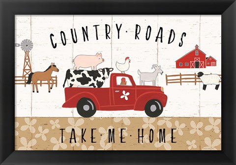 Framed Country Roads I Print