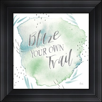 Framed Wonderful World VII Blue Green Print