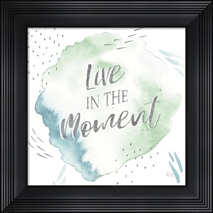 Framed Wonderful World V Blue Green Print