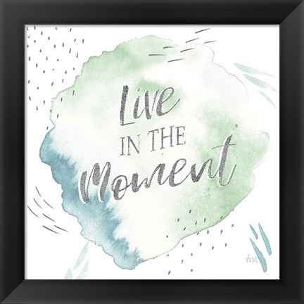 Framed Wonderful World V Blue Green Print