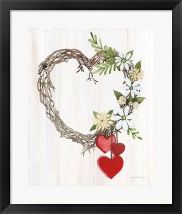 Framed Rustic Valentine Heart Wreath II Print