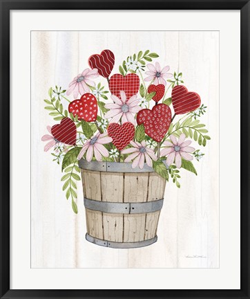 Framed Rustic Valentine Bushel Basket Print
