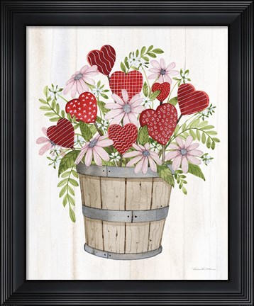 Framed Rustic Valentine Bushel Basket Print