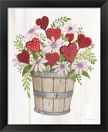 Framed Rustic Valentine Bushel Basket Print