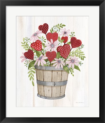 Framed Rustic Valentine Bushel Basket Print