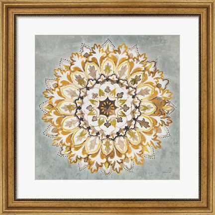 Framed Mandala Delight II Yellow Grey Print