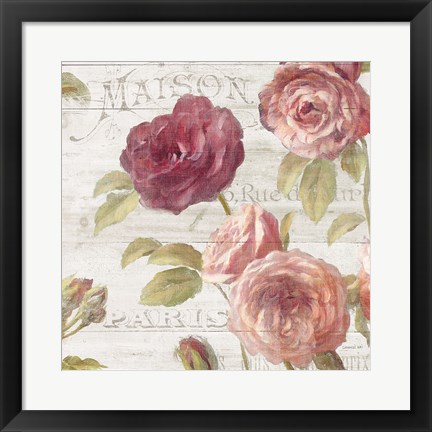 Framed French Roses V Print