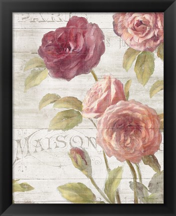 Framed French Roses III Print