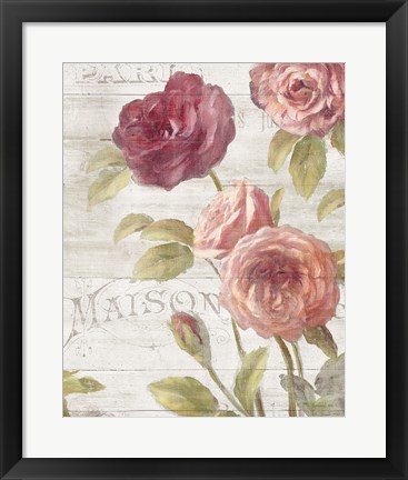 Framed French Roses III Print