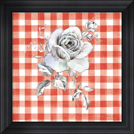Framed Sketchbook Garden IX Red Checker Print