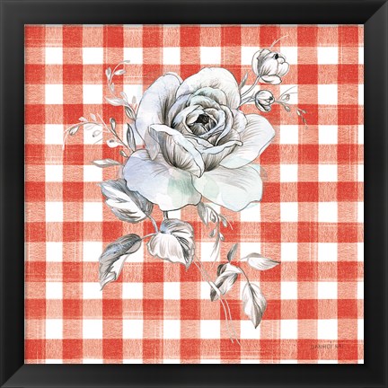 Framed Sketchbook Garden IX Red Checker Print