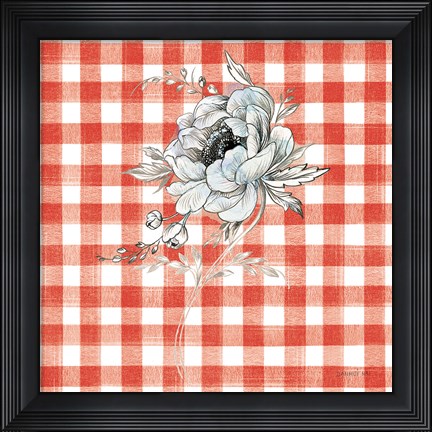 Framed Sketchbook Garden VIII Red Checker Print
