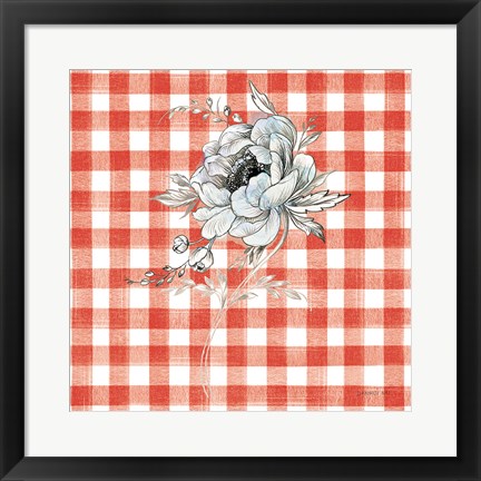 Framed Sketchbook Garden VIII Red Checker Print