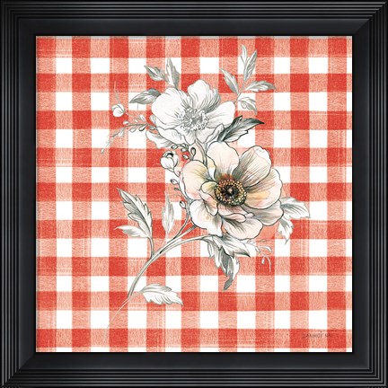 Framed Sketchbook Garden VII Red Checker Print