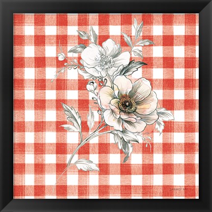 Framed Sketchbook Garden VII Red Checker Print