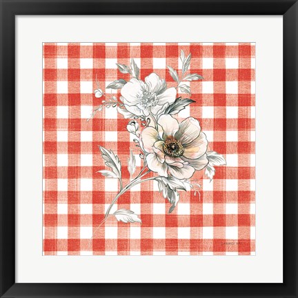 Framed Sketchbook Garden VII Red Checker Print