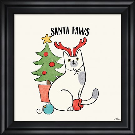 Framed Santa Paws V Print
