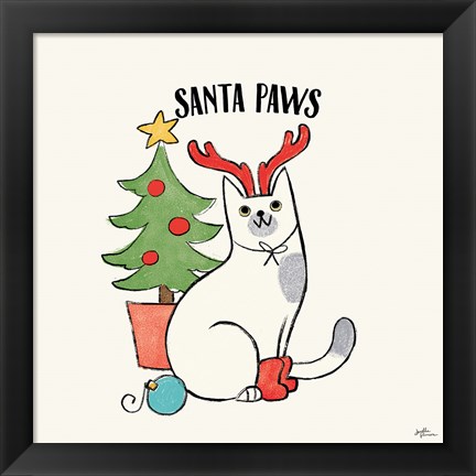 Framed Santa Paws V Print