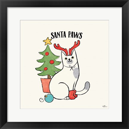 Framed Santa Paws V Print