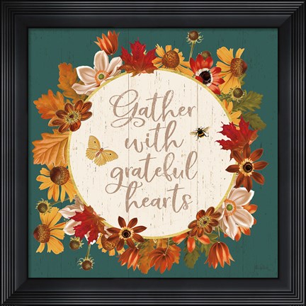 Framed Fall Garden V Teal Print