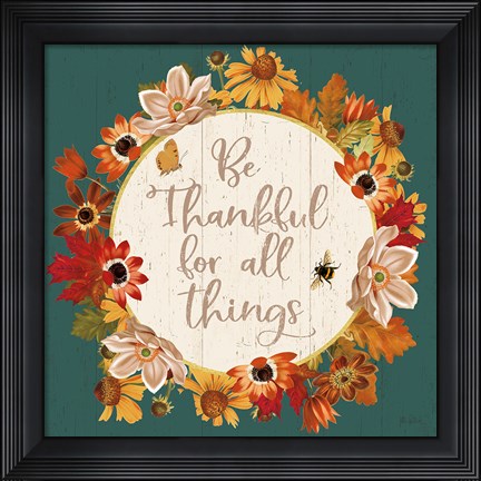 Framed Fall Garden IV Teal Print