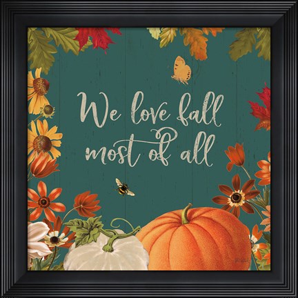 Framed Fall Garden II Teal Print
