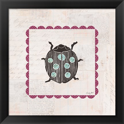 Framed Ladybug Stamp Bright Print