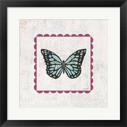 Framed Butterfly Stamp Bright Print