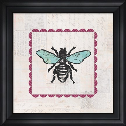 Framed Bee Stamp Bright Print