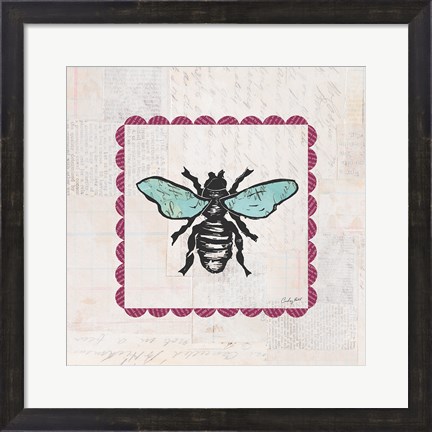 Framed Bee Stamp Bright Print