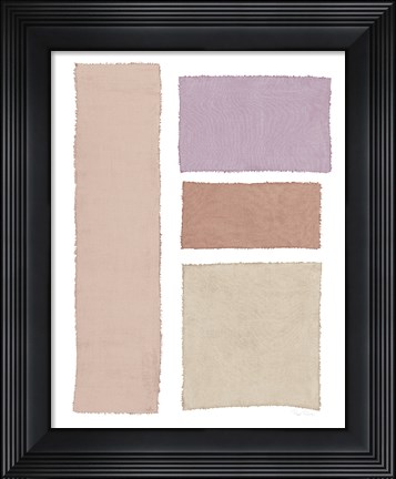 Framed Painted Weaving III on White Blush Print