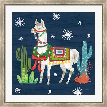 Framed Lovely Llamas V Christmas Print