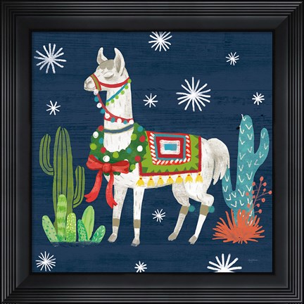 Framed Lovely Llamas V Christmas Print