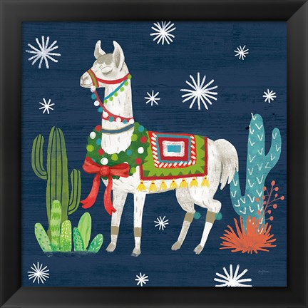 Framed Lovely Llamas V Christmas Print