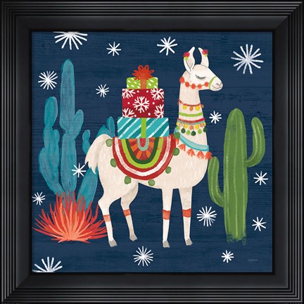 Framed Lovely Llamas II Christmas Print