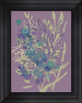 Framed Slate Flowers on Mauve I Print