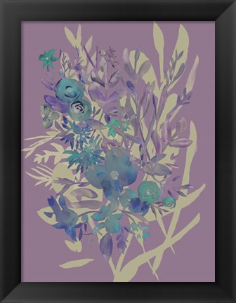 Framed Slate Flowers on Mauve I Print