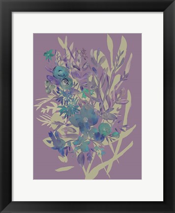 Framed Slate Flowers on Mauve I Print