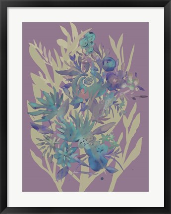 Framed Slate Flowers on Mauve II Print
