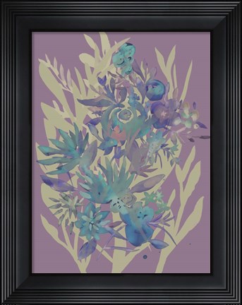 Framed Slate Flowers on Mauve II Print